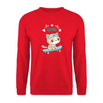 Chaton skateboard kawaii tendance - Sweat-shirt Unisexe - rouge - Devant - Alina (178cm) & Michal (187cm)