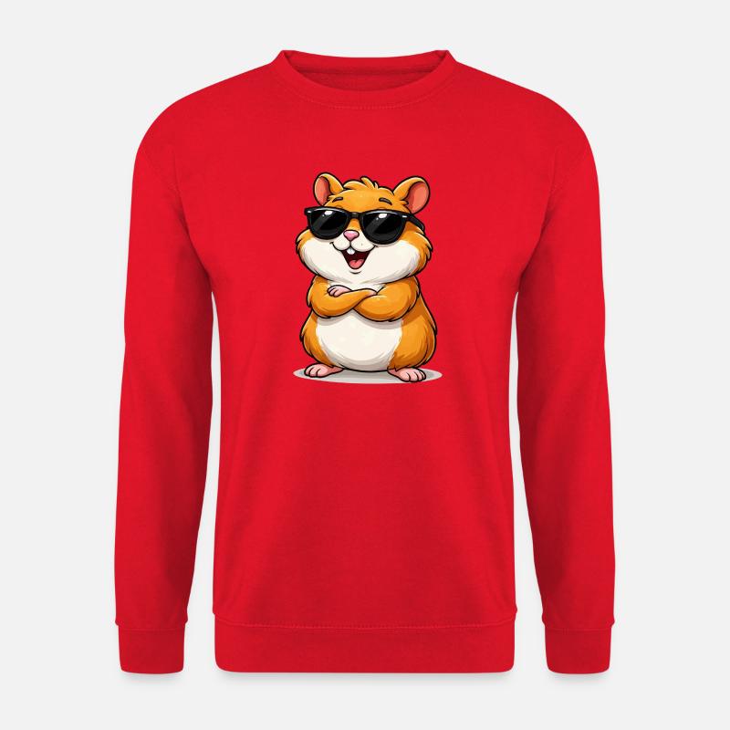 Selbstbewusster Hamster mit Sonnenbrille - Unisex Pullover - Rot