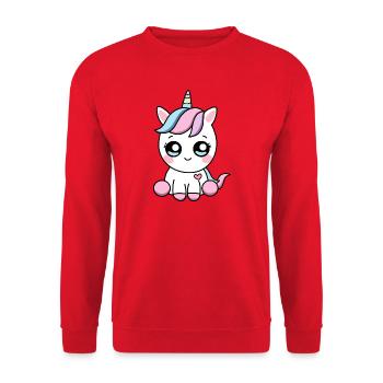 Licorne Kawaii – Sweet Valentine Magic - Sweat-shirt Unisexe - rouge - Devant - Alina (178cm) & Michal (187cm)