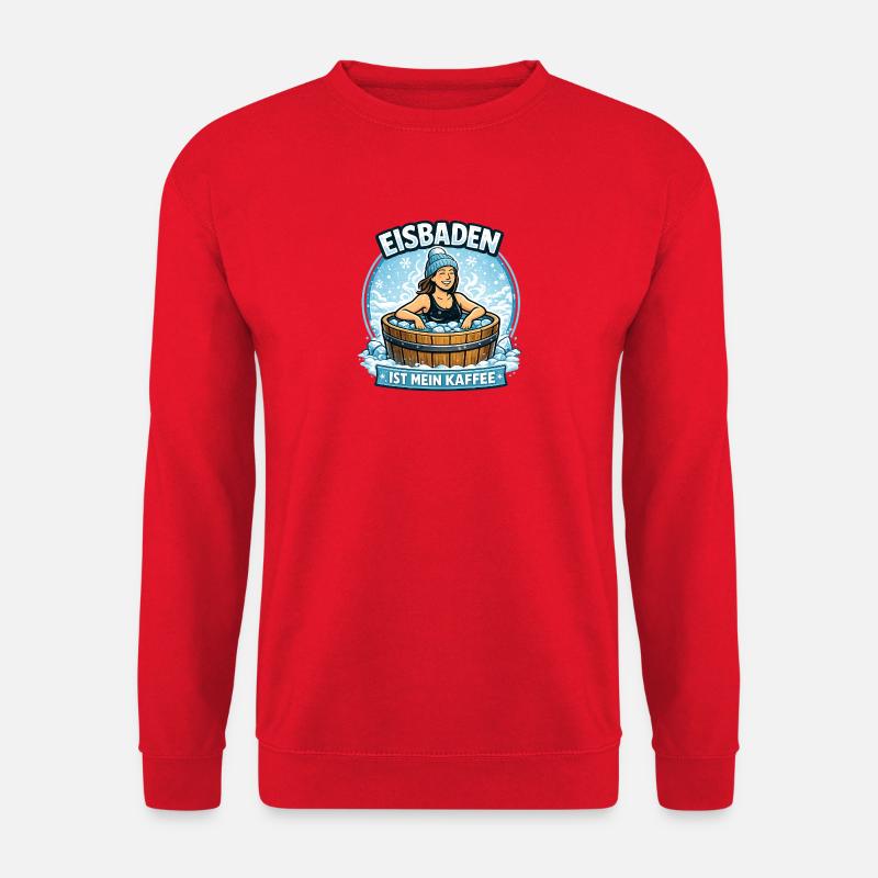 Eisbad Kaffee Humor Illustration - Unisex Pullover - Rot