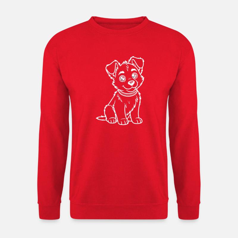Kleiner Hund mit Lächelndem Blick - Unisex Pullover - Rot