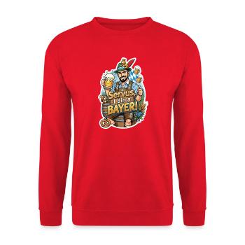 Servus I am a Bayer – Beer Joy - Unisex Sweatshirt - red - Front - Alina (178cm) & Michal (187cm)