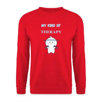 My kind of therapy T-Shirt Rabbit Gift - Unisex Sweatshirt - red - Front - Alina (178cm) & Michal (187cm)