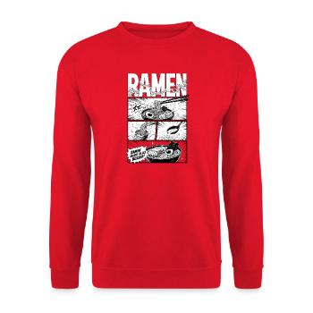 Ramen Liebe Japan Food Comic Style - Unisex Pullover - Rot - Vorne - Alina (178cm) & Michal (187cm)