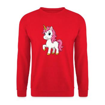 Pink Unicorn with Pink Mane - Unisex Sweatshirt - red - Front - Alina (178cm) & Michal (187cm)