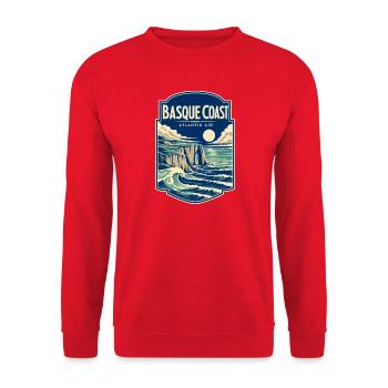 Côte basque Bilbao Espagne Voyage, Atlantic Air - Sweat-shirt Unisexe - rouge - Devant - Alina (178cm) & Michal (187cm)