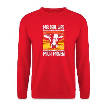 Ich möchte das Kühe mich mögen Landwirt Bauer - Unisex Pullover - Rot - Vorne - Alina (178cm) & Michal (187cm)