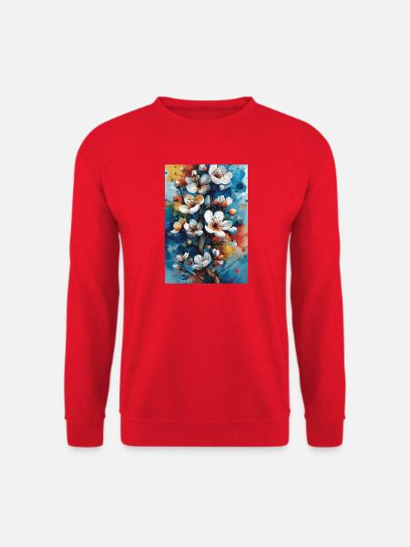 Helle Aquarellblüten - Unisex Pullover - Rot