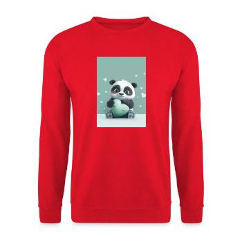 Tender panda and pastel green heart - Unisex Sweatshirt - red - Front - Alina (178cm) & Michal (187cm)