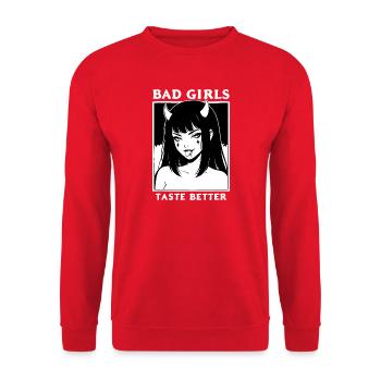 Bad Girl with Horns – Tasteful - Unisex Sweatshirt - red - Front - Alina (178cm) & Michal (187cm)