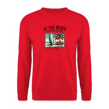 Summer Paradise on the Beach Retro Surf - Unisex Sweatshirt - red - Front - Alina (178cm) & Michal (187cm)