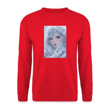 Eiskaltes Haar und violette Augen - Unisex Pullover - Rot - Vorne - Alina (178cm) & Michal (187cm)