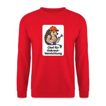 Chef für Unkraut-Vernichtung T-Shirt - Unisex Pullover - Rot - Vorne - Alina (178cm) & Michal (187cm)