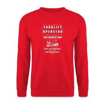 Gabelstaplerfahrer - Unisex Pullover - Rot - Vorne - Alina (178cm) & Michal (187cm)