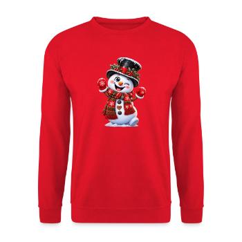 Schneemann - Unisex Pullover - Rot - Vorne - Alina (178cm) & Michal (187cm)