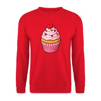 Herz Cupcake Lieblich - Unisex Pullover - Rot - Vorne - Alina (178cm) & Michal (187cm)