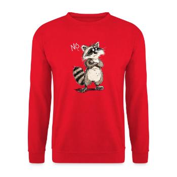 Lustiger Waschbär Cartoon I Frecher Tier Humor - Unisex Pullover - Rot - Vorne - Alina (178cm) & Michal (187cm)