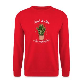 Bogenhanf Weil ich alles andere umgebracht habe - Unisex Pullover - Rot - Vorne - Alina (178cm) & Michal (187cm)