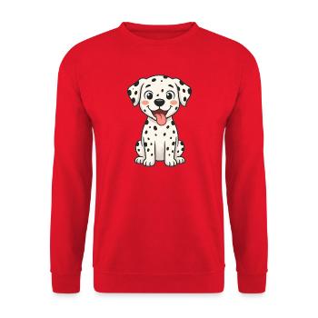 Dalmatiner Welpen Mit Zunge - Unisex Pullover - Rot - Vorne - Alina (178cm) & Michal (187cm)