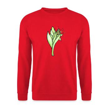 Aquarell-Maispflanzenillustration - Unisex Pullover - Rot - Vorne - Alina (178cm) & Michal (187cm)