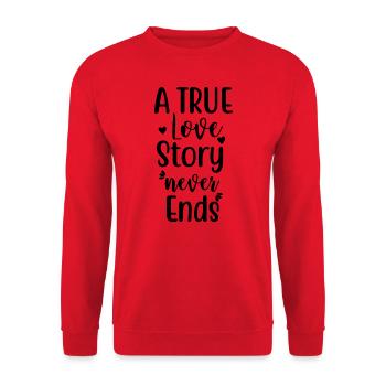 A True Love Story Never Ends - Unisex Pullover - Rot - Vorne - Alina (178cm) & Michal (187cm)
