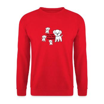 Ja, ich spreche mit meinem Hund - Unisex Pullover - Rot - Vorne - Alina (178cm) & Michal (187cm)