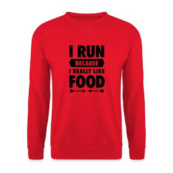 I Run Because I Really Like Food - Sweat-shirt Unisexe - rouge - Devant - Alina (178cm) & Michal (187cm)