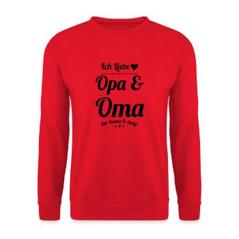 ich liebe oma und opa - Unisex Pullover - Rot - Vorne - Alina (178cm) & Michal (187cm)