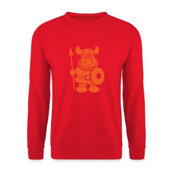 Wikinger Geschenk Spruch Dänemark Nord - Unisex Pullover - Rot - Vorne - Alina (178cm) & Michal (187cm)