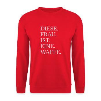 feminism statement frauenpower lustiger spruch - Unisex Pullover - Rot - Vorne - Alina (178cm) & Michal (187cm)