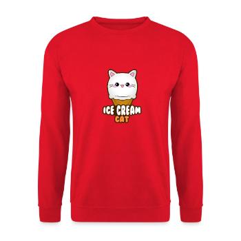 Ice Cream Cat Eiscreme Eis Katze Vanille Eiskugel - Unisex Pullover - Rot - Vorne - Alina (178cm) & Michal (187cm)
