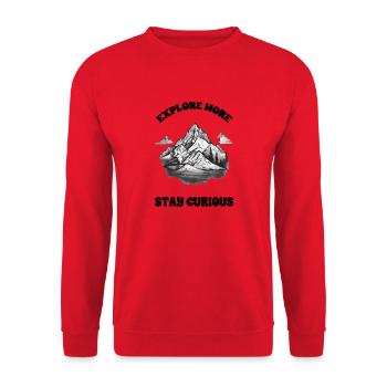 Explore more, be curious - Unisex Sweatshirt - red - Front - Alina (178cm) & Michal (187cm)