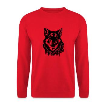 Wolf dog head comics style - Unisex Sweatshirt - red - Front - Alina (178cm) & Michal (187cm)