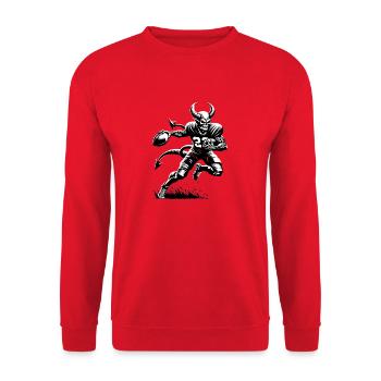 Teufel spielt American Football | ENFLAMED - Unisex Pullover - Rot - Vorne - Alina (178cm) & Michal (187cm)