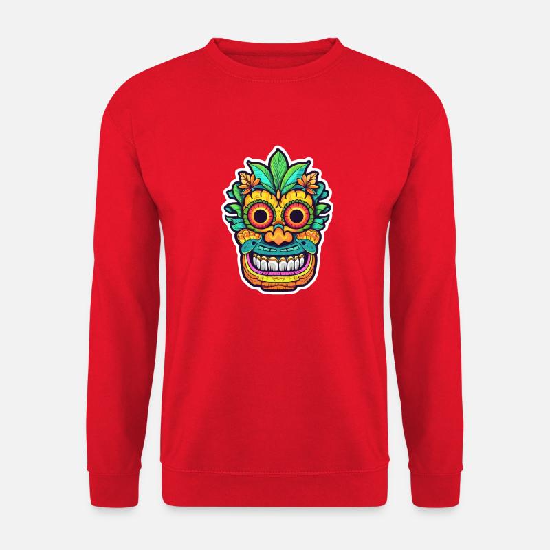 Masque Tiki - Sweat-shirt Unisexe - rouge