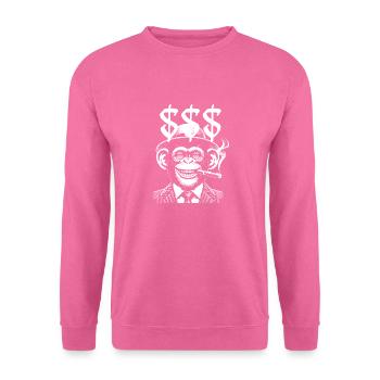 Affe mit Dollars, der Zigarre raucht - Unisex Pullover - Pink - Vorne