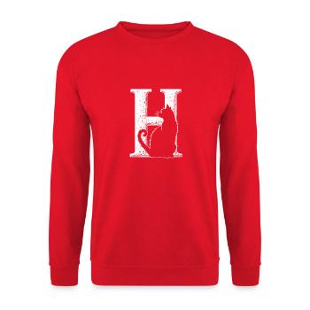 Lettre H avec chat - Sweat-shirt Unisexe - rouge - Devant - Alina (178cm) & Michal (187cm)