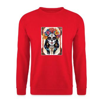 LA CATRINA DELUXE - Unisex Sweatshirt - red - Front - Alina (178cm) & Michal (187cm)