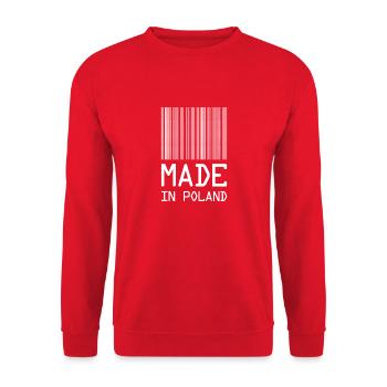 Fabriqué en Pologne - Pologne - Pologne - Code-barres - Dash - Sweat-shirt Unisexe - rouge - Devant - Alina (178cm) & Michal (187cm)