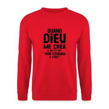 Création Divine : Bon Courage à Tous - Sweat-shirt Unisexe - rouge - Devant - Alina (178cm) & Michal (187cm)