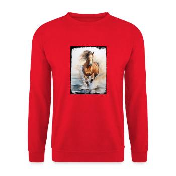 Wild Horse Nature Beach Water Splash Dynamics - Unisex Sweatshirt - red - Front - Alina (178cm) & Michal (187cm)