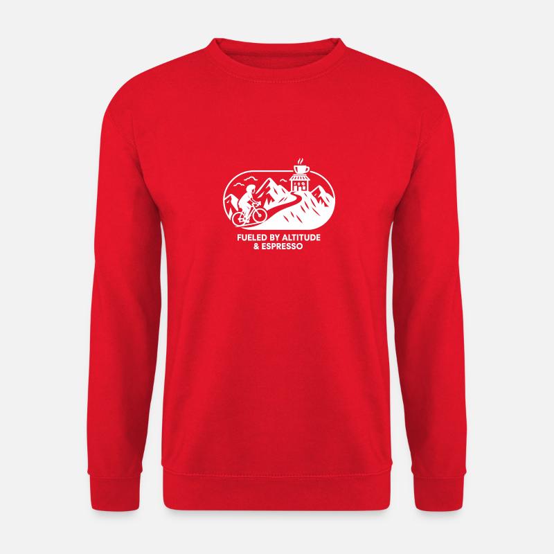 Rennrad & Espresso – Hoch hinaus mit Stil - Unisex Pullover - Rot