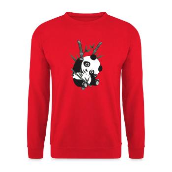 Panda - Bamboo - Unisex Sweatshirt - red - Front - Alina (178cm) & Michal (187cm)