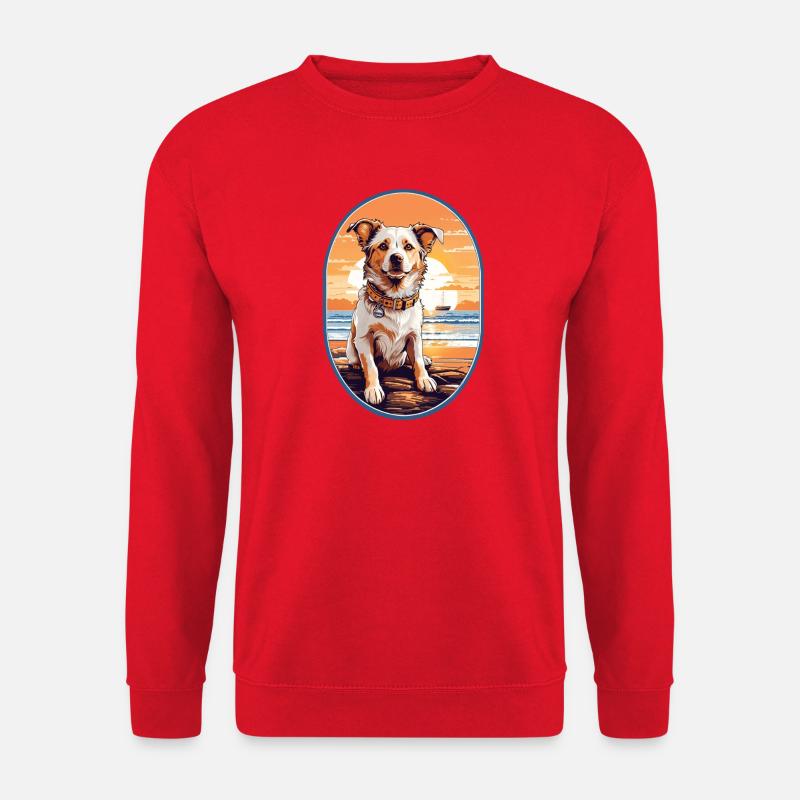 Hund am Strand - Unisex Pullover - Rot