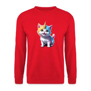 Unicorn Kitten - Unisex Sweatshirt - red - Front - Alina (178cm) & Michal (187cm)