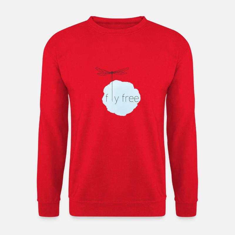 Luftiges Fliegendes Libellen-Motiv - Unisex Pullover - Rot