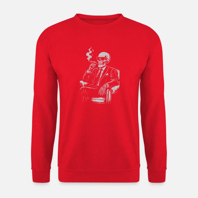 Noir Skelett im Smoking-Anzug - Unisex Pullover - Rot