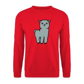 Cute Alpaca Llama Animal Soft Fluffy Comic - Unisex Sweatshirt - red - Front - Alina (178cm) & Michal (187cm)