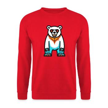 Eisbär Halloween Zombie - Unisex Pullover - Rot - Vorne - Alina (178cm) & Michal (187cm)