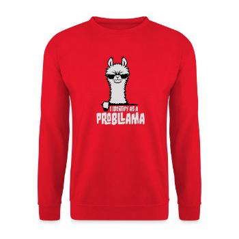 I Identify As A Probllama Cool Lama Problem Spruch - Unisex Sweatshirt - red - Front - Alina (178cm) & Michal (187cm)